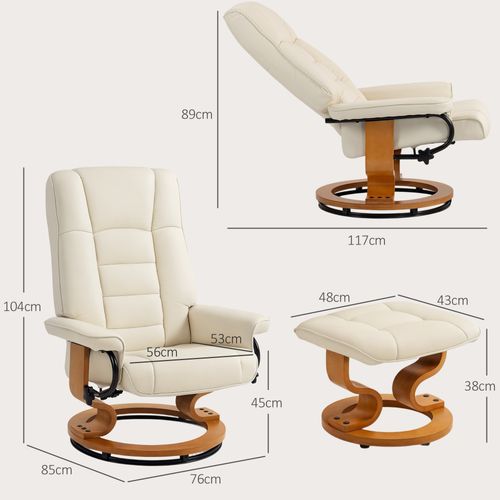 Fauteuil Relax Inclinable Pivotant Réglable Avec Repose-pied Bois