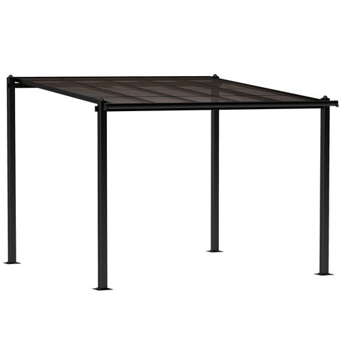 Pergola Adossée En Aluminium 3 X 3 M Polycarbonate Fumé