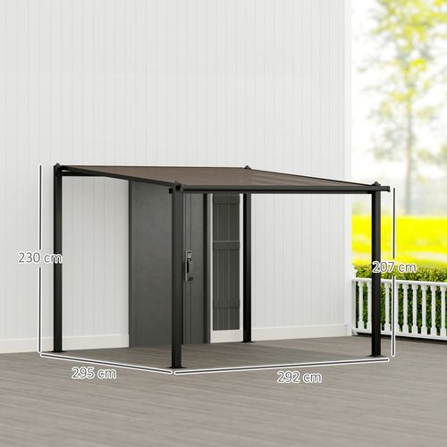 Pergola Adossée En Aluminium 3 X 3 M Polycarbonate Fumé