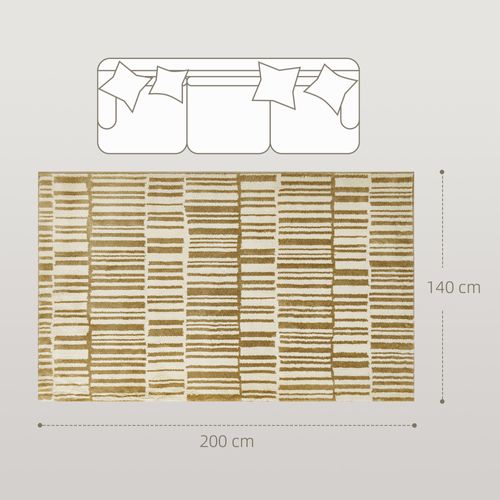 Tapis Salon Moderne Graphique Beige Moutarde 200 X 140 Cm