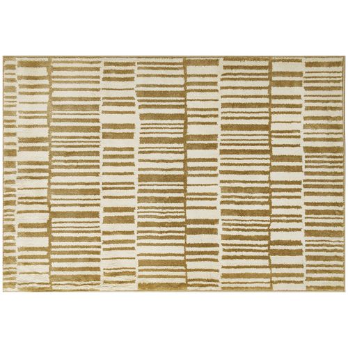 Tapis Salon Moderne Graphique Beige Moutarde 200 X 140 Cm