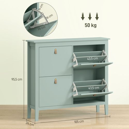 Meuble à Chaussures 4 Portes 4 Étagères