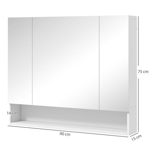 Armoire Miroir Salle De Bain 3 Portes 5 Étagères Niche