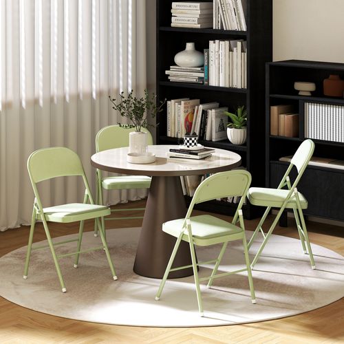 Lot De 4 Chaises Pliantes Assise Dossier Rembourrés Acier Velours