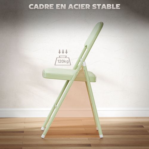 Lot De 4 Chaises Pliantes Assise Dossier Rembourrés Acier Velours