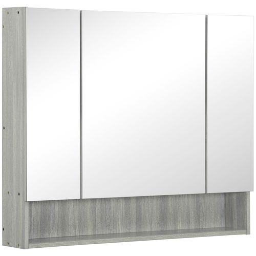 Armoire Miroir Salle De Bain 3 Portes 5 Étagères Niche