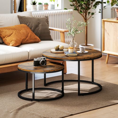 Lot De 2 Tables Basses Rondes Gigognes Empilables