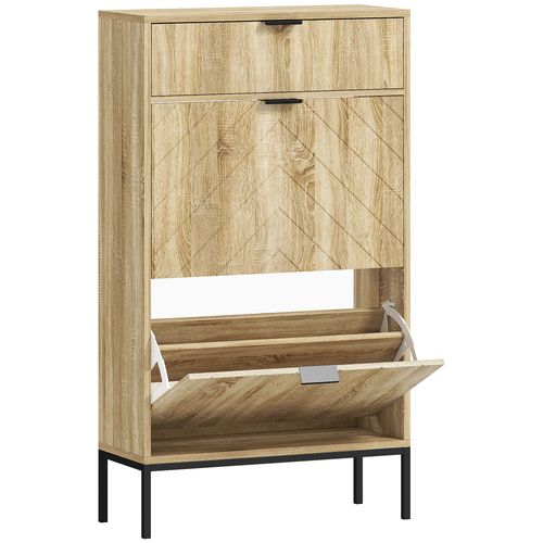 Meuble à Chaussures Design Sur Pied 2 Portes Tiroir Coulissant