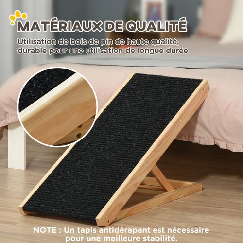 Rampe Pour Chien Canapé Hauteur Réglable Bois Noir