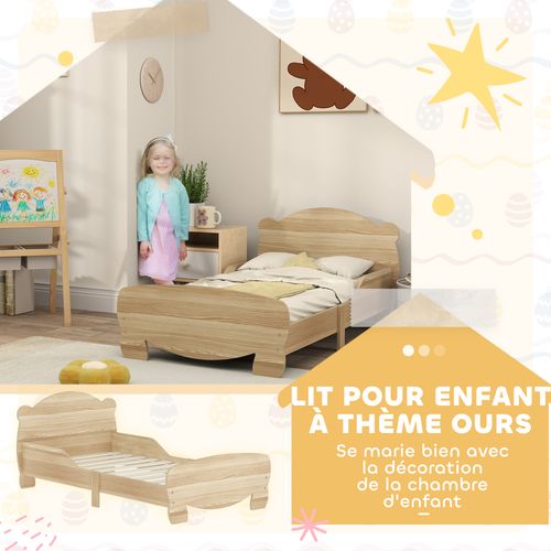 Lit Pour Enfant 3-6 Ans Design Ourson Sommier Inclus