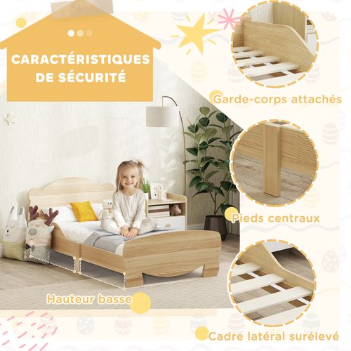 Lit Pour Enfant 3-6 Ans Design Ourson Sommier Inclus