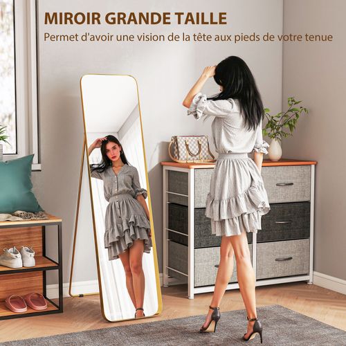 Miroir Sur Pied Design Métal Doré Dim. 40 X 160 Cm