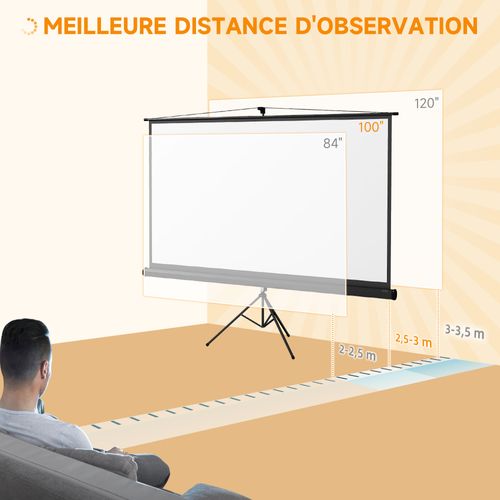 Écran De Projection 16:9 100 Pouces Avec Support Trépied Réglable