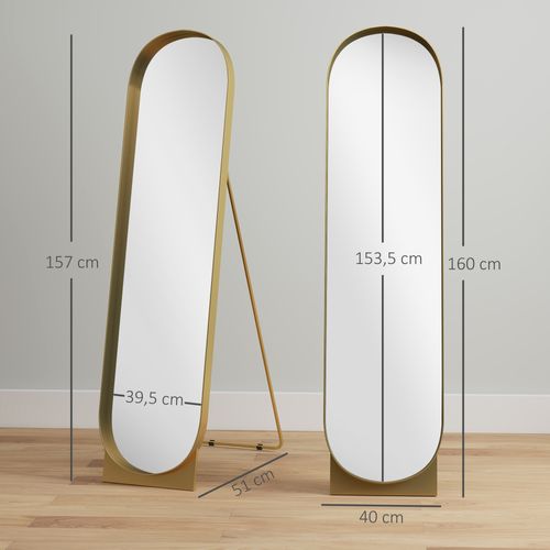 Miroir Sur Pied Design Métal Doré Dim. 40 X 160 Cm