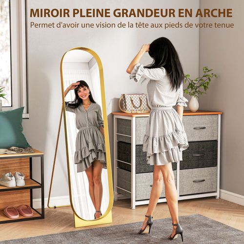Miroir Sur Pied Design Métal Doré Dim. 40 X 160 Cm
