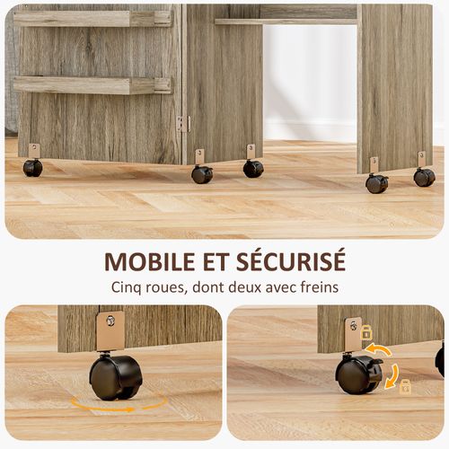 Table De Couture Pliable Sur Roulettes - Table à Rabat - 4 Étagères