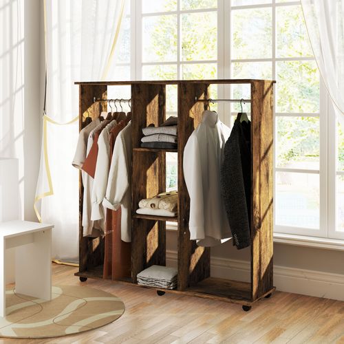 Armoire Penderie 120l X 40l X 128h Cm Aspect Bois