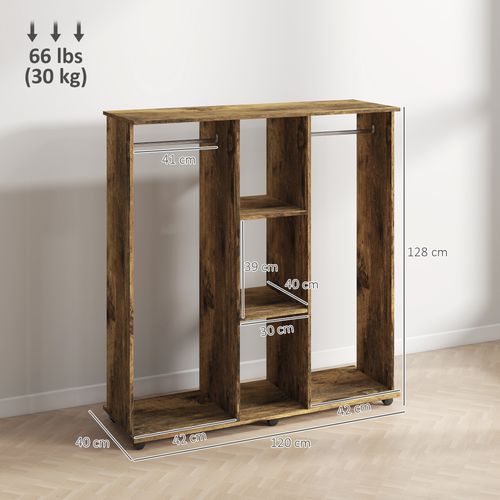 Armoire Penderie 120l X 40l X 128h Cm Aspect Bois