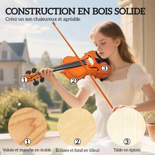 Violon 4/4 Pleine Grandeur Avec Étui Accordeur Épaulière Archet Colophane Cordes