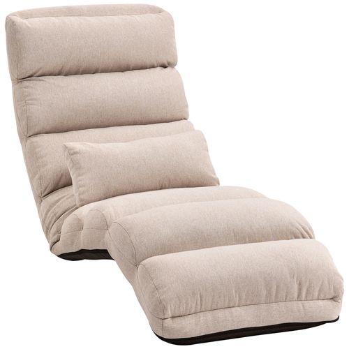 Fauteuil Paresseux Convertible Réglable Tissu Tohcer Lin Beige