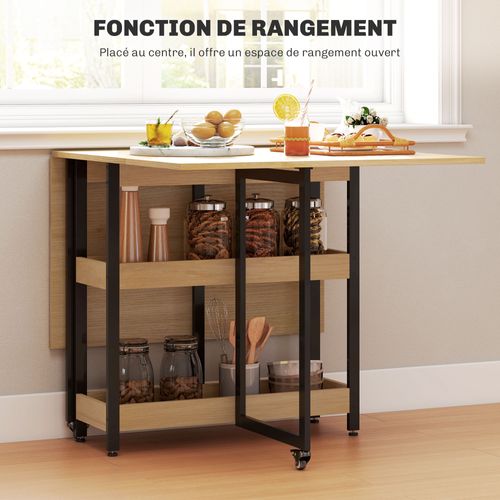Table De Cuisine Rabattable Pliable 2-4 Personnes Avec Étagères