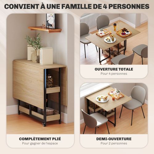Table De Cuisine Rabattable Pliable 2-4 Personnes Avec Étagères
