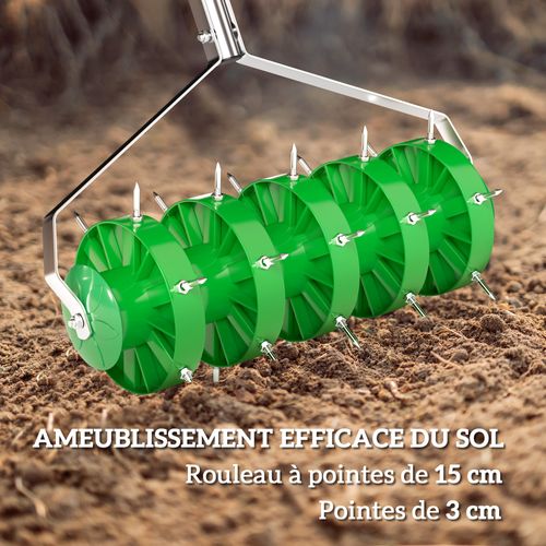 Aérateur De Gazon Acier Galvanisé Pp Vert