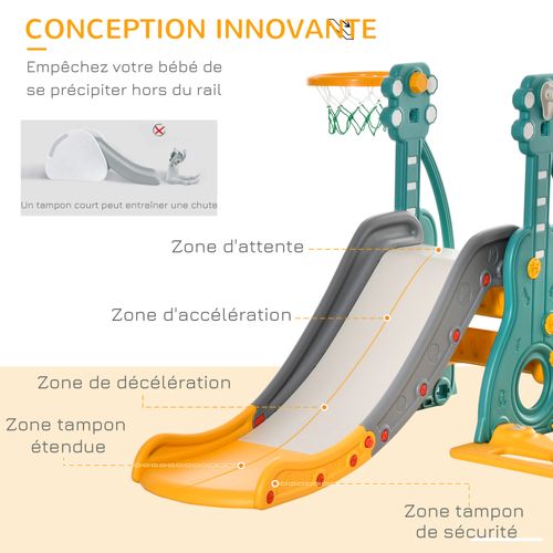 Toboggan Et Balançoire Pour Enfants 4 En 1 Hdpe Et Pp Bleu Jaune
