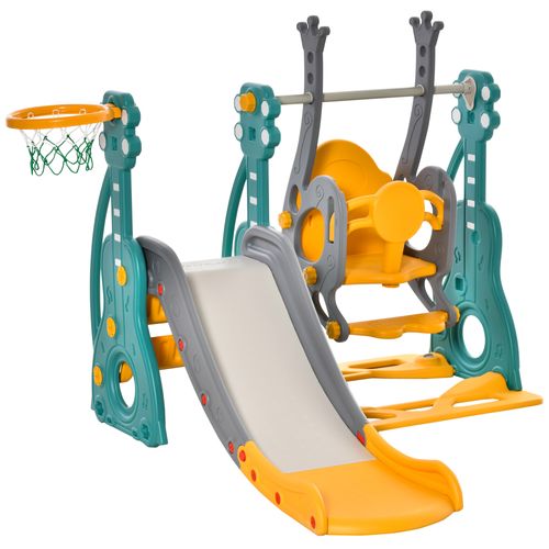 Toboggan Et Balançoire Pour Enfants 4 En 1 Hdpe Et Pp Bleu Jaune
