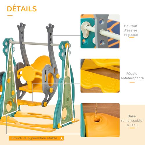 Toboggan Et Balançoire Pour Enfants 4 En 1 Hdpe Et Pp Bleu Jaune