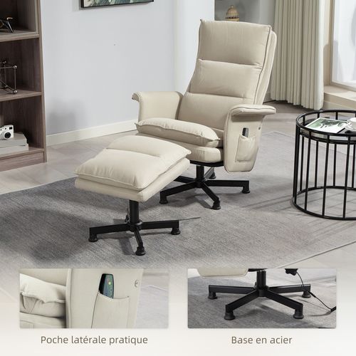 Fauteuil De Massage Avec Repose-pied Style Néo-rétro