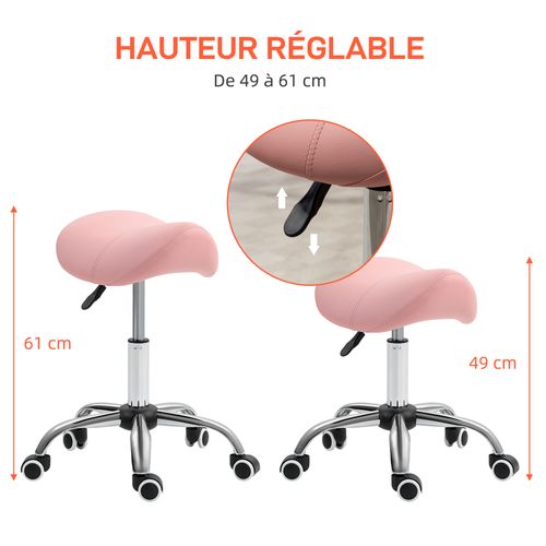 Tabouret De Massage Selle Ergonomique Hauteur Réglable Chromé