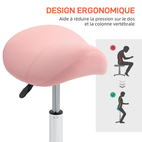Tabouret De Massage Selle Ergonomique Hauteur Réglable Chromé