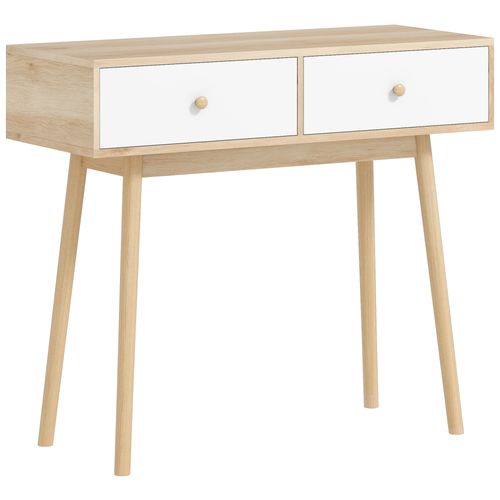 Console Style Nordique - 2 Tiroirs - Effet Bois Clair Blanc