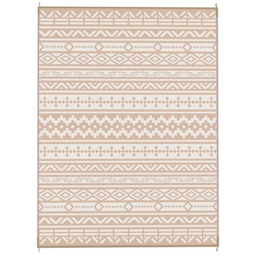 Tapis D'extérieur Réversible Dim. 3,7 X 2,7 M Motif Graphique Kaki Beige
