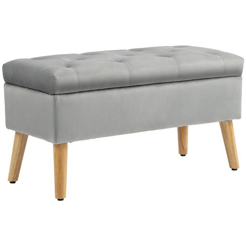 Banquette Coffre Design Scandinave Bois Assise Effet Capitonné Velours