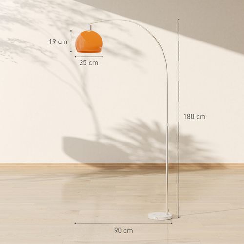 Lampadaire Arc Design H.180 Cm Marbre Blanc Plastique Orange