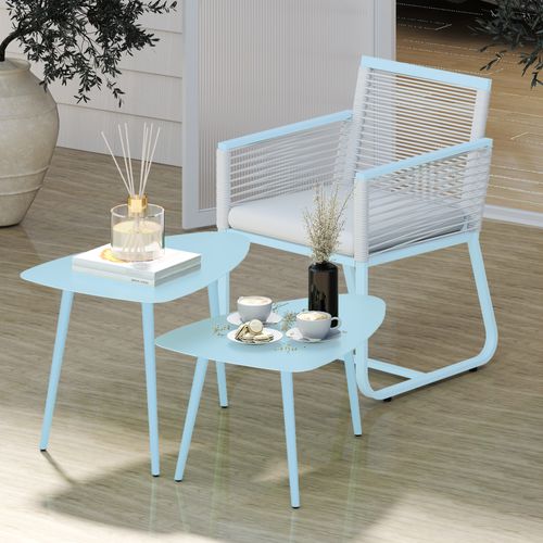 Lot De 2 Tables Basses Gigognes De Jardin Design Acier Métal