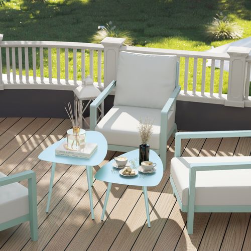 Lot De 2 Tables Basses Gigognes De Jardin Design Acier Métal