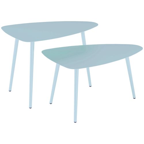 Lot De 2 Tables Basses Gigognes De Jardin Design Acier Métal