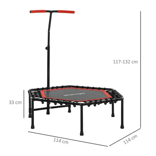 Trampoline De Fitness D.114 Cm Élastiques Bungee Guidon Réglable