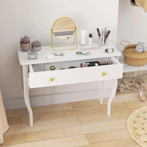 Coiffeuse Style Baroque Néo-rétro Grand Tiroir Blanc