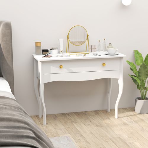 Coiffeuse Style Baroque Néo-rétro Grand Tiroir Blanc