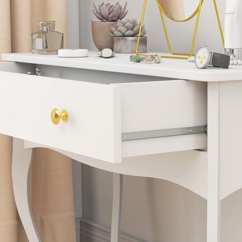 Coiffeuse Style Baroque Néo-rétro Grand Tiroir Blanc