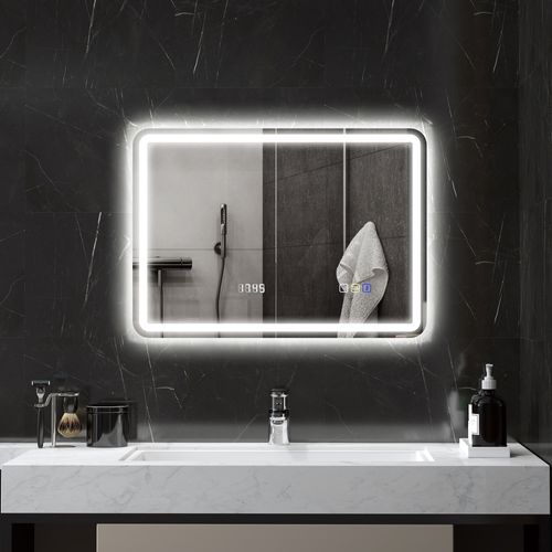 Miroir Lumineux LED Salle De Bain Bluetooth Multifonction 50x70cm