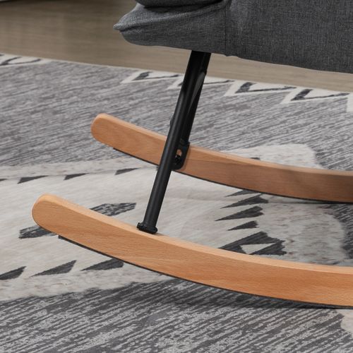 Fauteuil à Bascule Avec Repose-pieds Style Nordique Tissu Gris