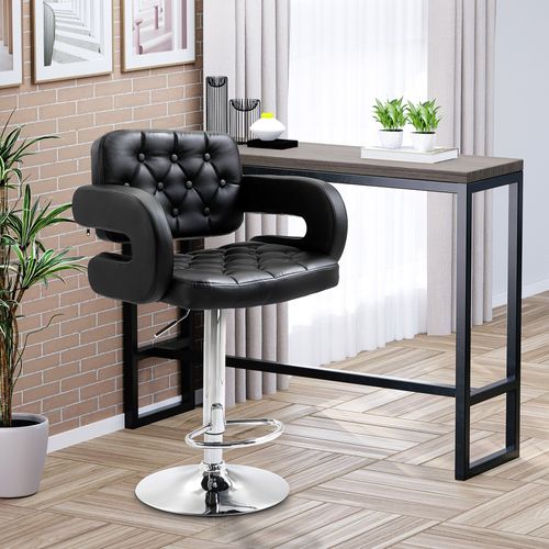 Tabouret De Bar Design Chesterfield Réglable Grand Confort Chromé Pu