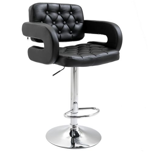 Tabouret De Bar Design Chesterfield Réglable Grand Confort Chromé Pu