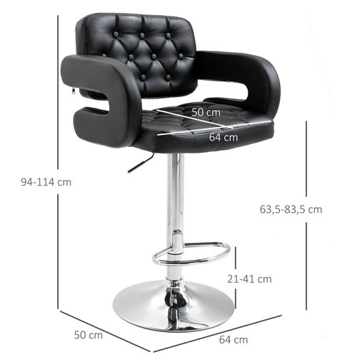 Tabouret De Bar Design Chesterfield Réglable Grand Confort Chromé Pu