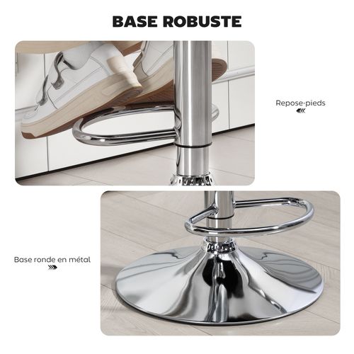 Tabouret De Bar Design Chesterfield Réglable Grand Confort Chromé Pu